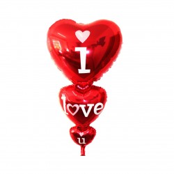 Фольгированный красный шар Три Сердца надувной (1000)