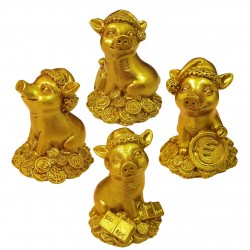 Статуэтка Свинка в колпаке золотая. Размер 5,3х4
