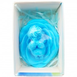 Мыло сувенирное Цветок с младенцем, композиционное, голубое