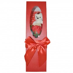 Мыло сувенирное Букет красных роз на ножке с мишкой в коробке