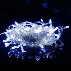 Гирлянда LED 100 ламп прозрачный провод (белая)