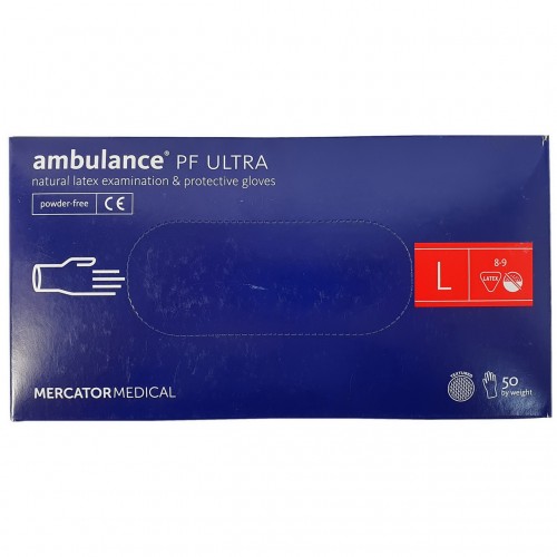 Перчатки латексные Mercator Ambulance PF Ultra, 50шт, размер L