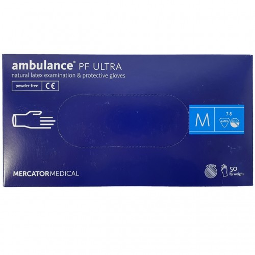 Перчатки латексные Mercator Ambulance PF Ultra, 50шт, размер M