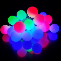 Гирлянда диодная шарики разноцветные матовые 20 ламп 3.6 метра в кулечке (150)
