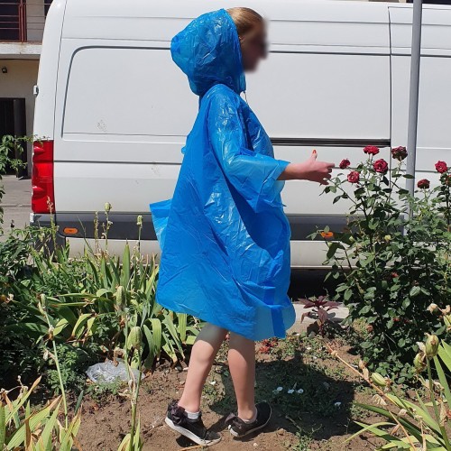 Дождевик пончо универсальный виниловый плотный синий (200)