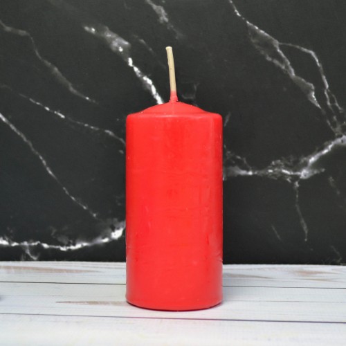Свеча пеньковая столовая красная 10см 20 часов (48)