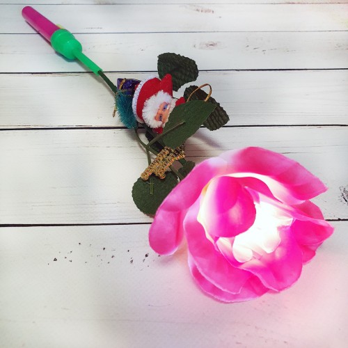 Роза светящаяся Marry Christmas на батарейках